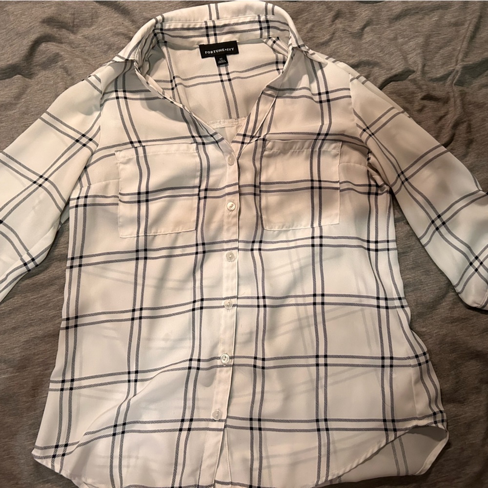 Black and white stripped button down